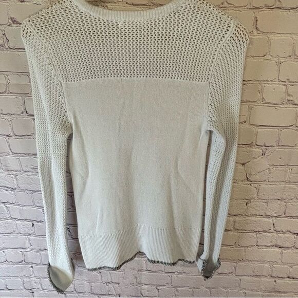 Rag & Bone White Crew Neck Open Knit Minimalist Coastal Academia Sweater Size XS - Picture 5 of 9